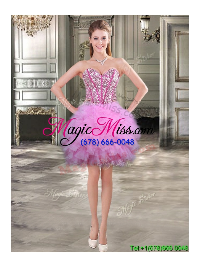 wholesale exquisite big puffy lilac detachable quinceanera dresses with beading and ruffles