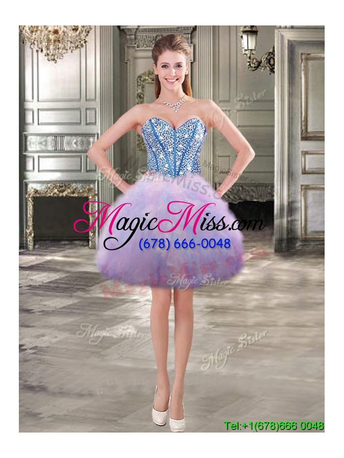 wholesale fashionable beaded and ruffled detachable quinceanera dresses in rainbow