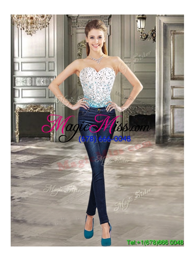 wholesale affordable beaded and ruffled detachable quinceanera dresses in teal and white