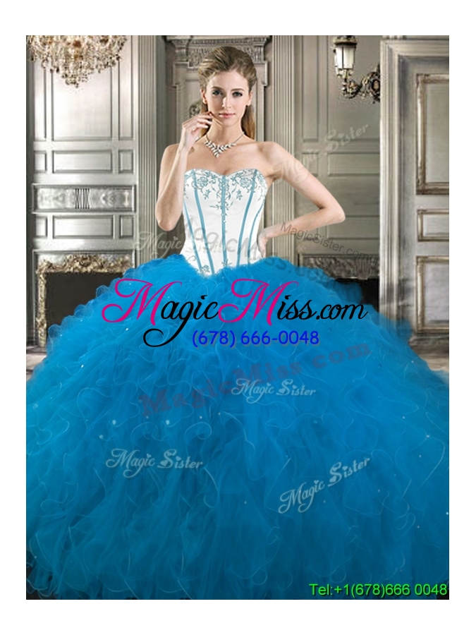 wholesale new style big puffy detachable quinceanera dresses with beading and ruffles