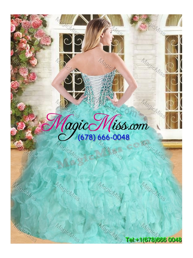 wholesale wonderful beaded and ruffled coral red quinceanera gown in organza