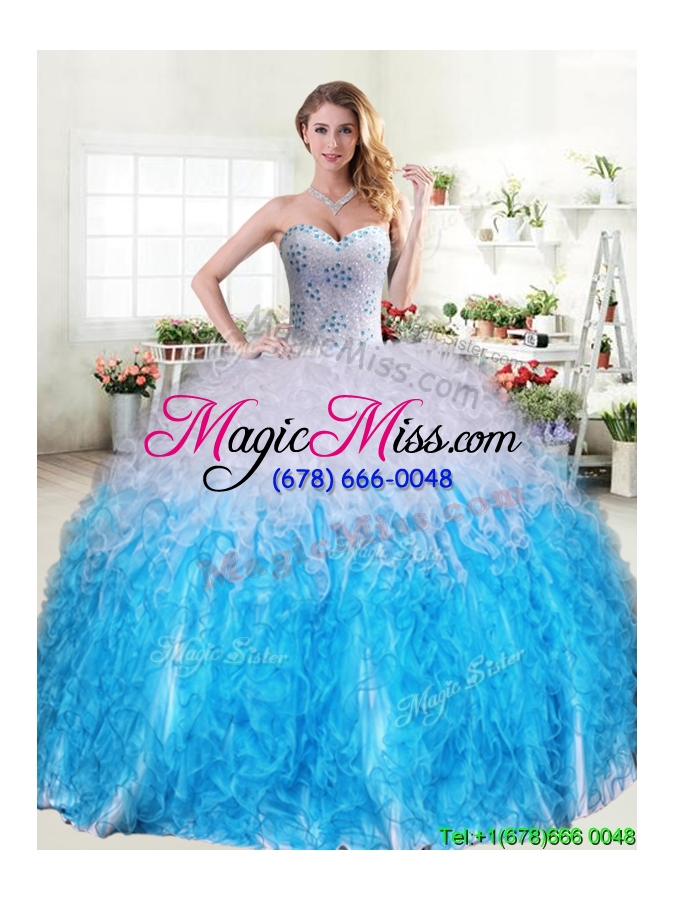 wholesale unique hot pink and white quinceanera dress with beading and ruffles