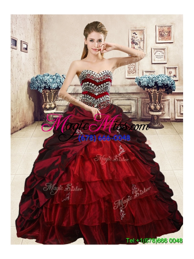 wholesale latest beaded and pick ups quinceanera dress with brush train