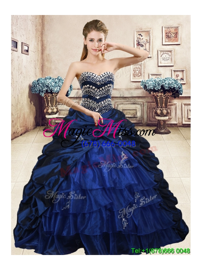 wholesale latest beaded and pick ups quinceanera dress with brush train