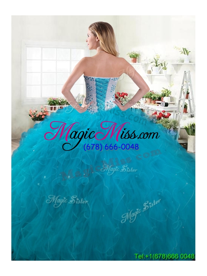 wholesale discount green sweet 16 dress with beading and ruffles for spring