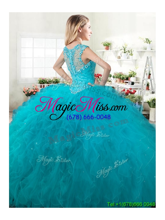 wholesale luxurious straps beaded and ruffled quinceanera dress in red