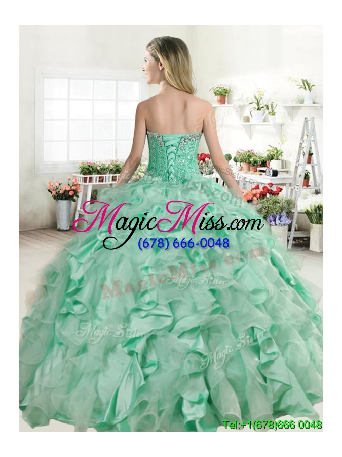 wholesale best apple green quinceanera dress with beading and ruffles for spring