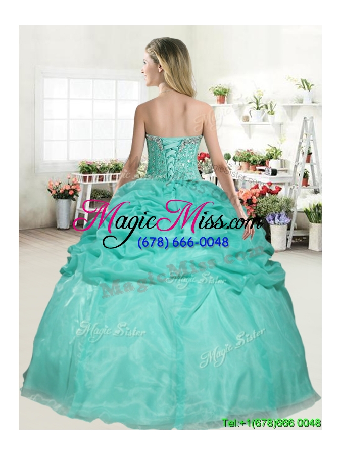 wholesale latest organza coral red quinceanera dress with beading and pick ups