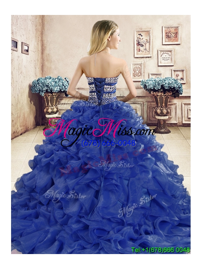 wholesale new style organza red sweet 16 dress with beading and ruffles