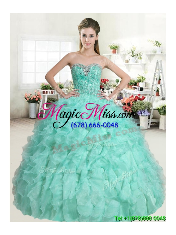 wholesale perfect beaded and ruffled quinceanera dress in coral red