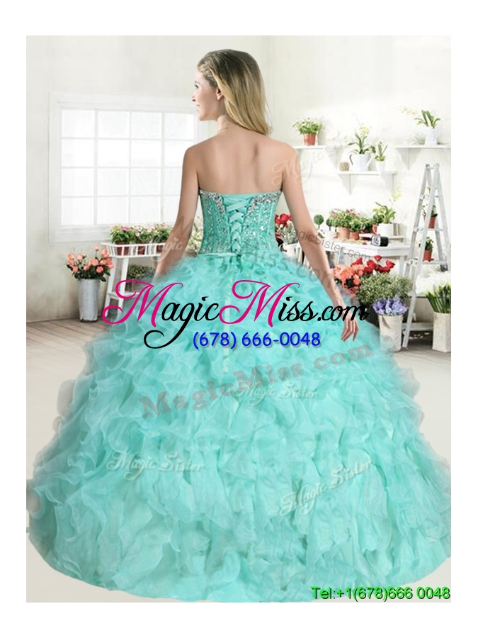 wholesale perfect beaded and ruffled quinceanera dress in coral red