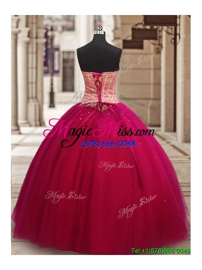 wholesale 2017 wonderful ball gown beaded bodice tulle sweet 16 dress in fuchsia