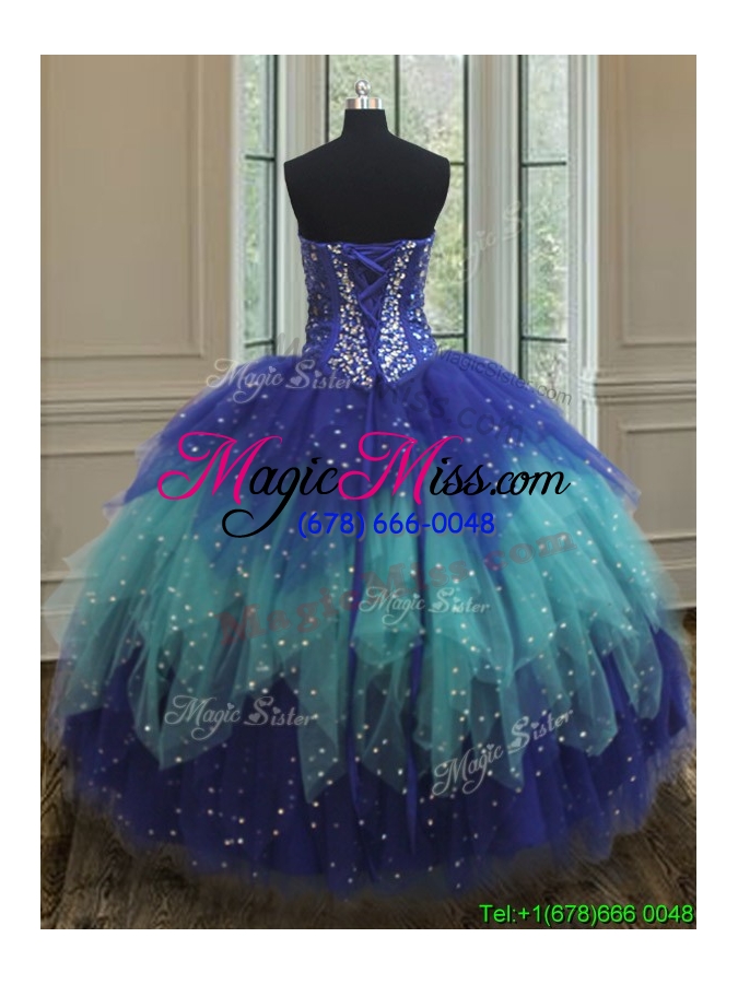 wholesale simple visible boning beaded bodice detachable quinceanera dress in two tone