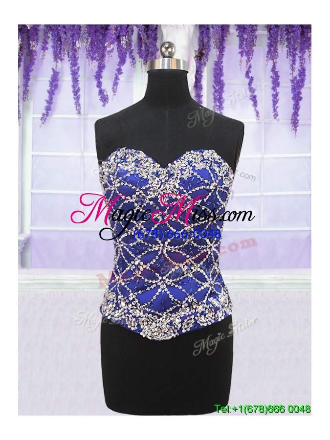 wholesale elegant really puffy beaded bodice detachable quinceanera dress in royal blue