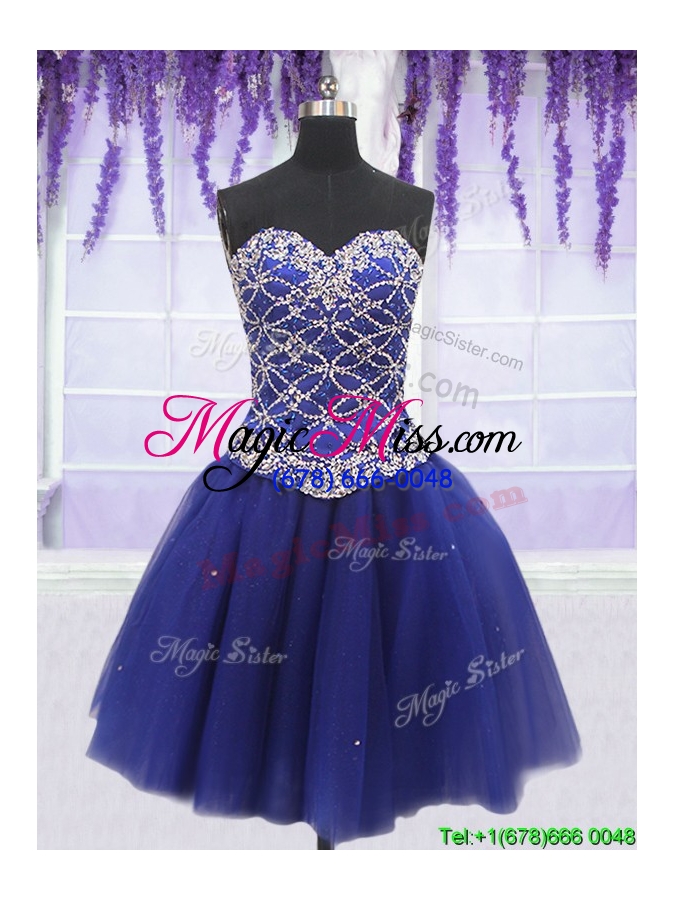 wholesale elegant really puffy beaded bodice detachable quinceanera dress in royal blue