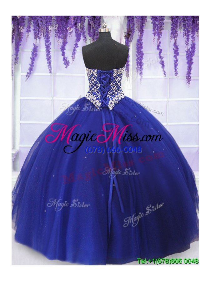 wholesale elegant really puffy beaded bodice detachable quinceanera dress in royal blue