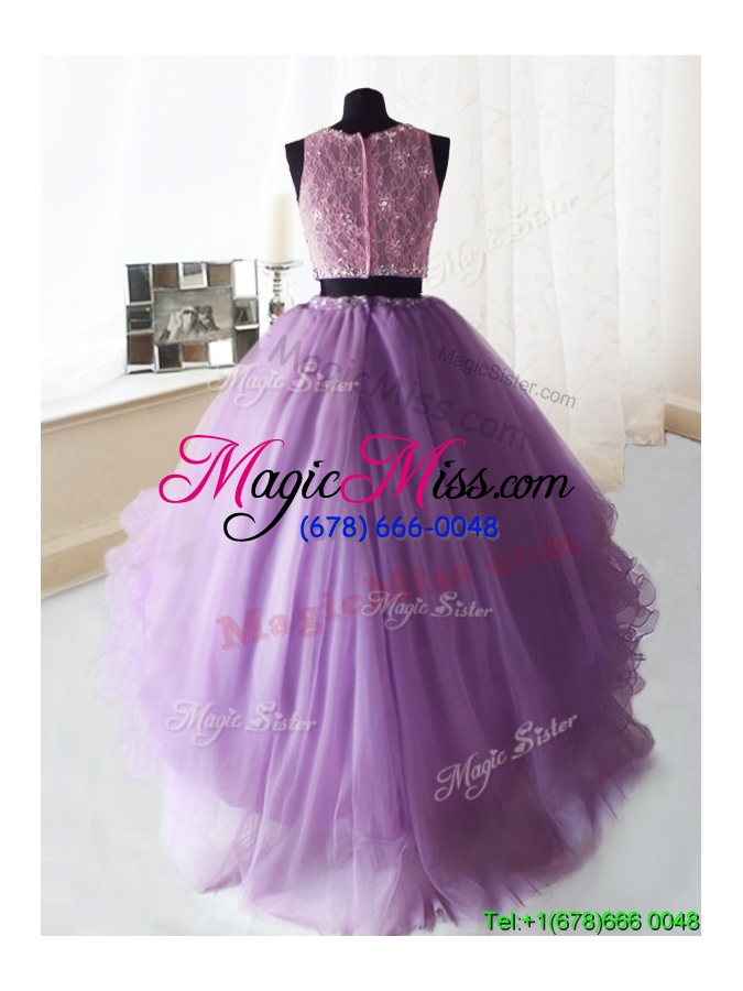 wholesale latest laced and ruffled lilac quinceanera dress with removable skirt