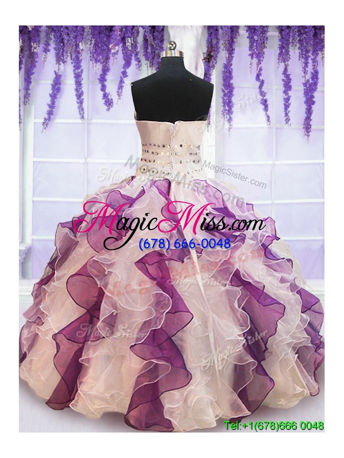 wholesale organza and taffeta laced colorful quinceanera dress with beading and ruffles