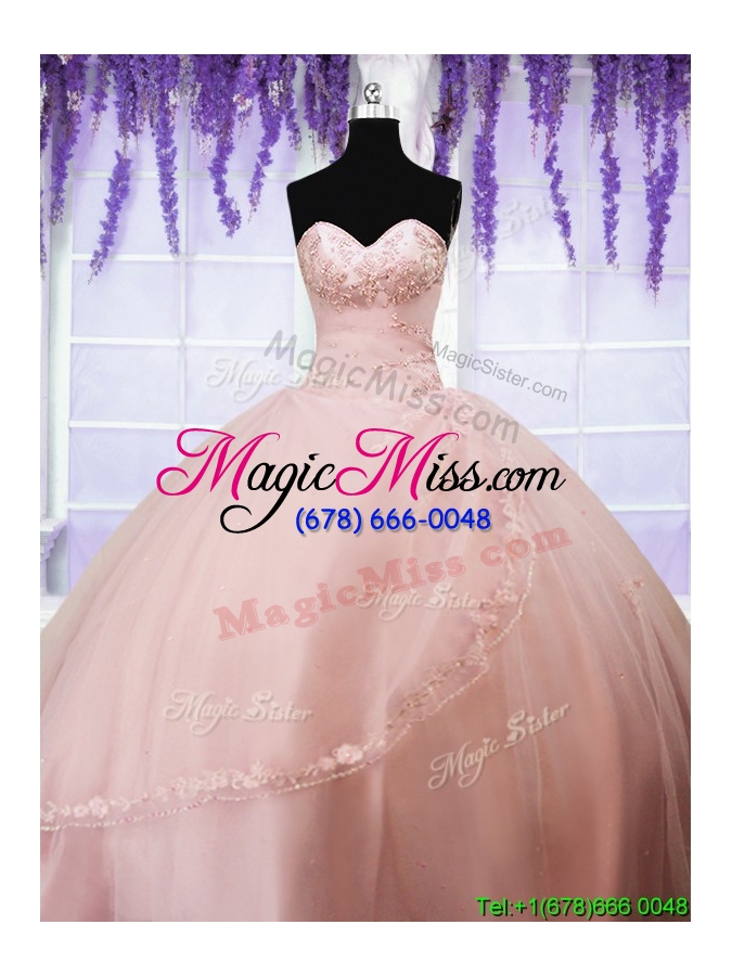 wholesale cheap ball gown sweetheart quinceanera dress with appliques and beading