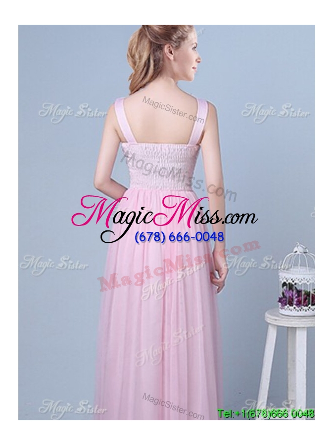 wholesale beautiful belted empire long dama dress in tulle and chiffon