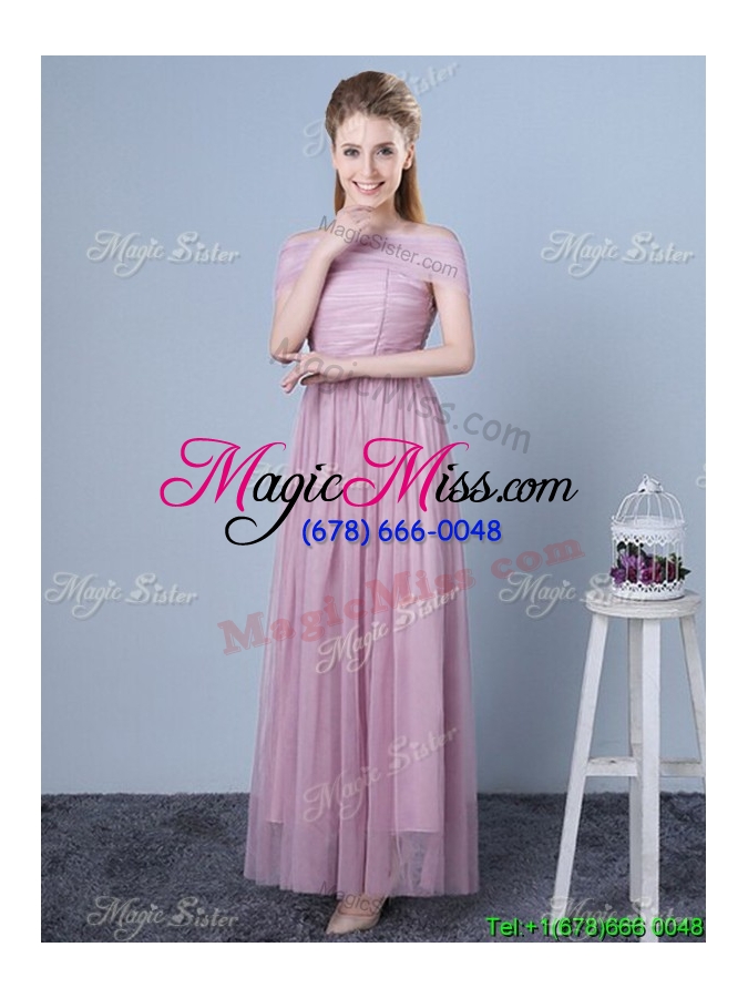 wholesale beautiful belted empire long dama dress in tulle and chiffon