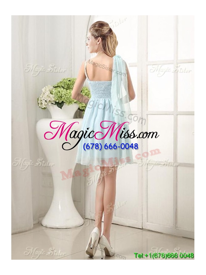 wholesale discount asymmetrical neckline knee-length dama dress in chiffon