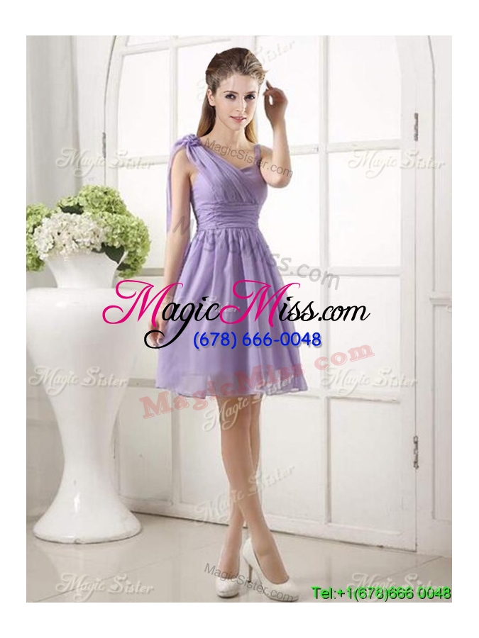 wholesale discount asymmetrical neckline knee-length dama dress in chiffon