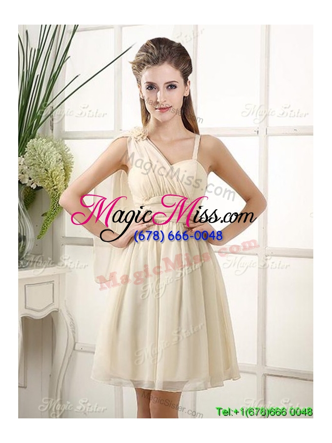 wholesale discount asymmetrical neckline knee-length dama dress in chiffon