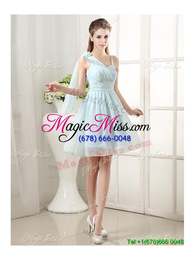 wholesale discount asymmetrical neckline knee-length dama dress in chiffon