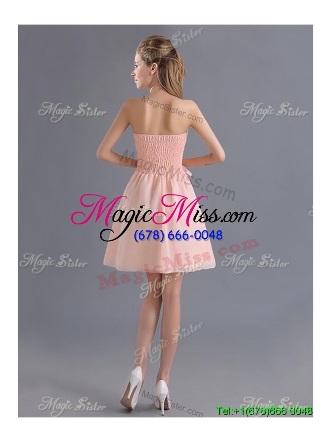 wholesale sweetheart knee-length side zipper chiffon dama dresses with bowknot