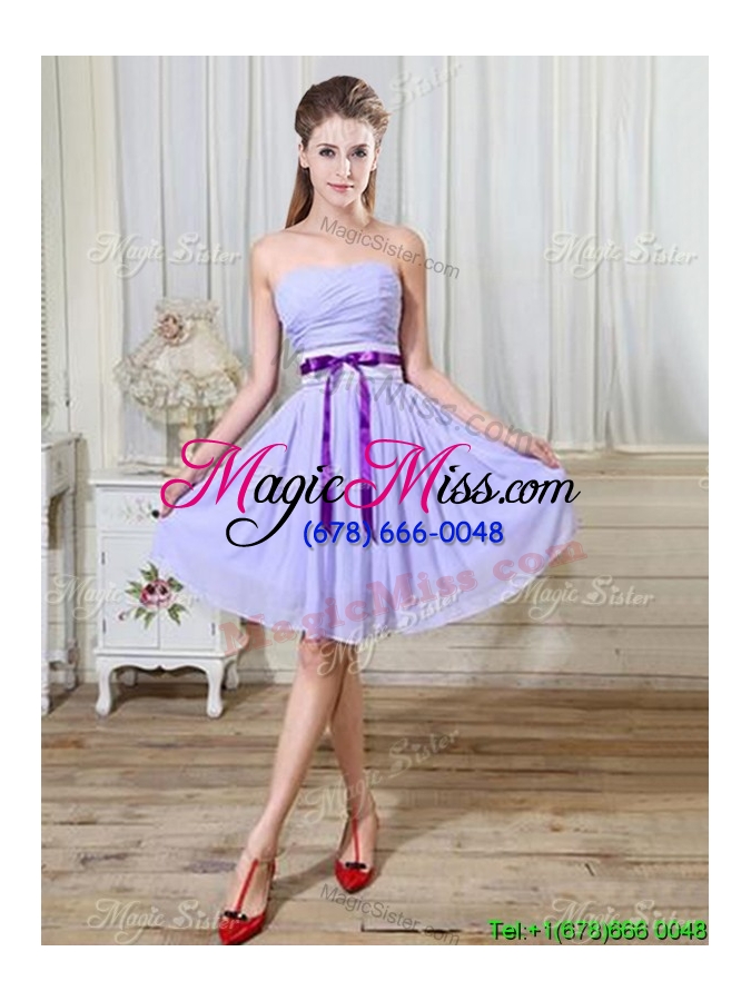 wholesale sweetheart knee-length side zipper chiffon dama dresses with bowknot