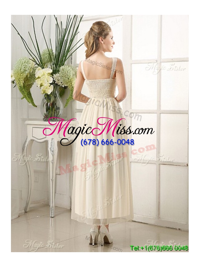 wholesale 2016 unique ankle length chiffon dama dress with handmade flowers