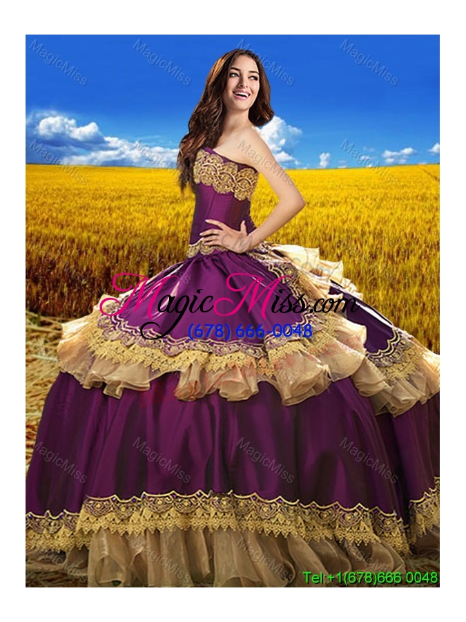 wholesale beautiful sweetheart eggplant purple quinceanera dress with embroidery and beading