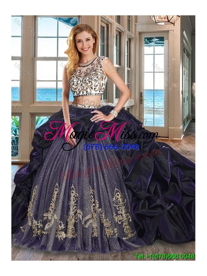 wholesale perfect embroideried and bubble burgundy quinceanera dress with brush train