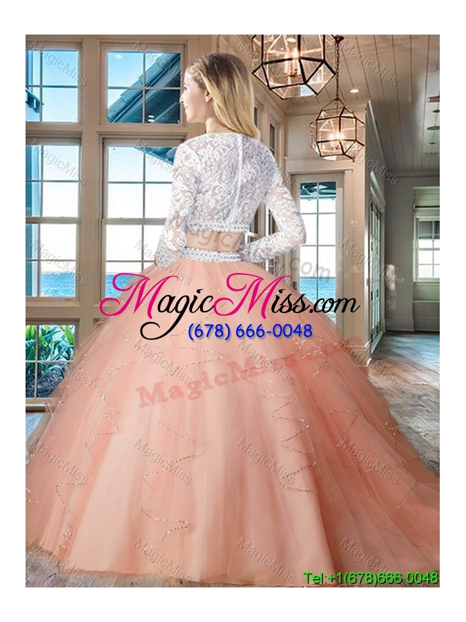 wholesale simple see through scoop zipper up quinceanera dress in rose pink