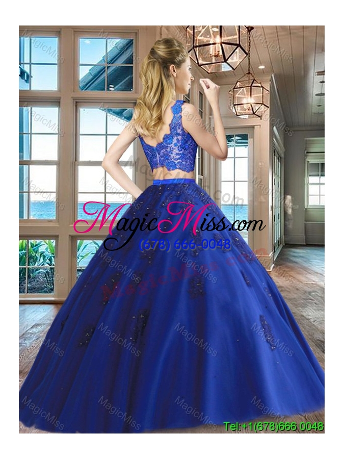 wholesale exclusive two piece applique and laced v neck quinceanera dress in tulle