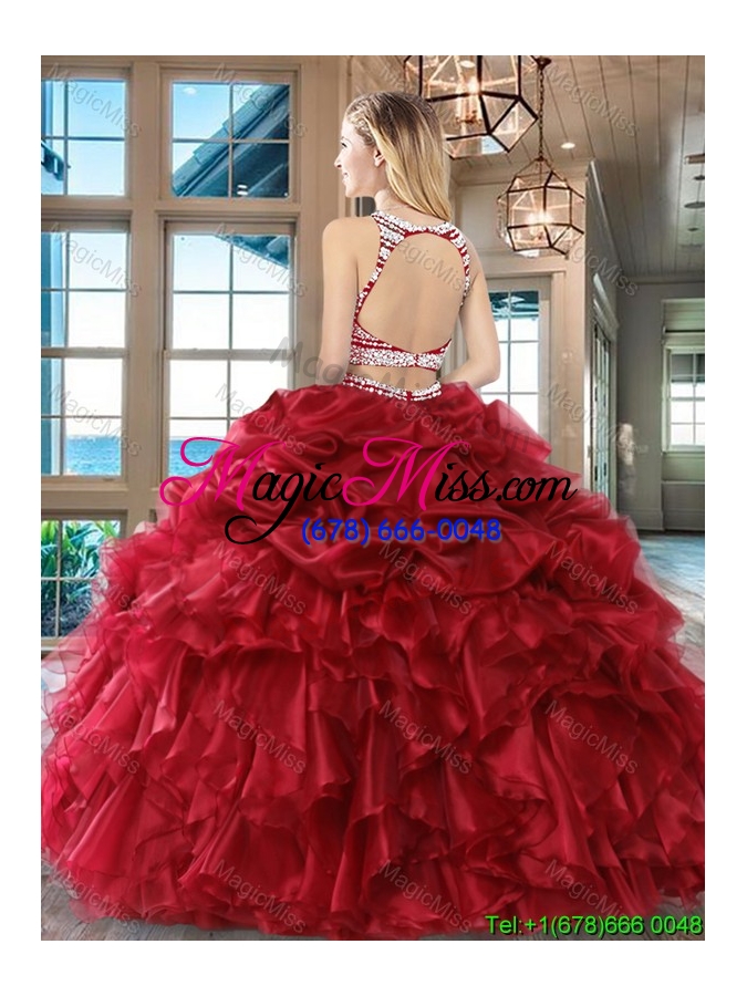 wholesale cheap beaded bodice ruffled and bubble quinceanera dress in royal blue