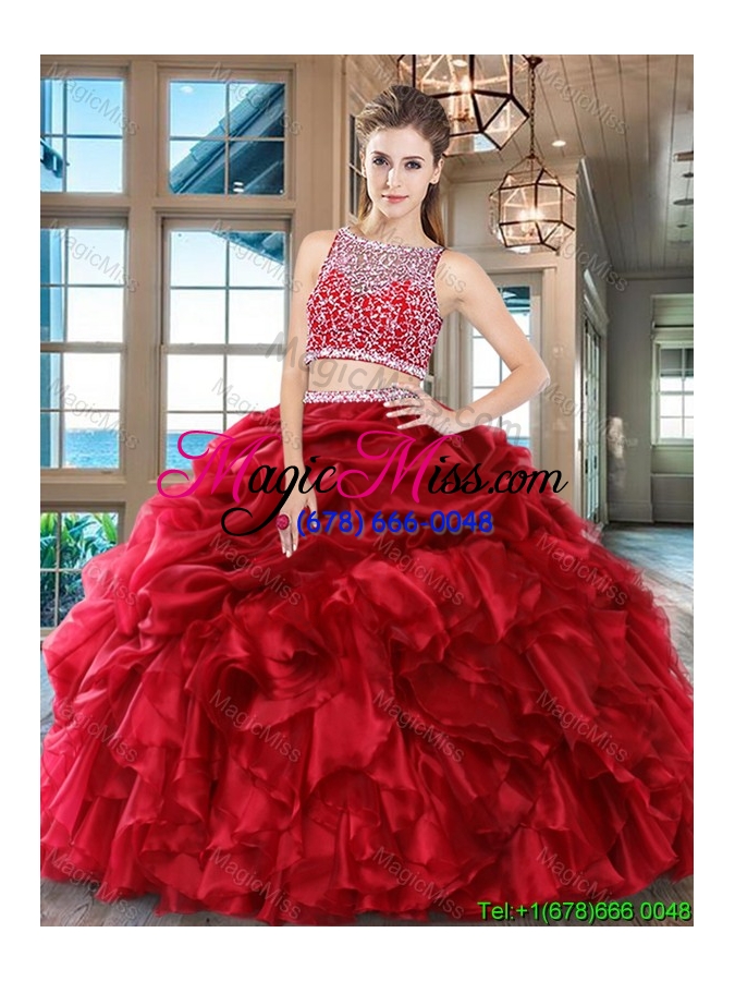 wholesale lovely puffy beaded bodice ruffled and bubble quinceanera dress in organza