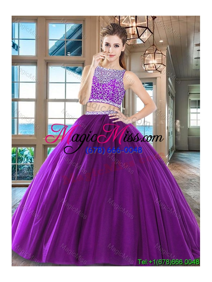 wholesale romantic two piece beaded bodice tulle quinceanera dress in wine red