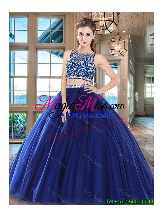 wholesale romantic two piece beaded bodice tulle quinceanera dress in wine red