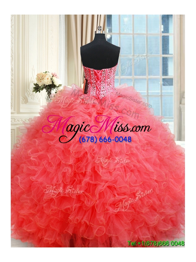 wholesale new arrivals two for one visible boning quinceanera dress with ruffles and beaded bodice