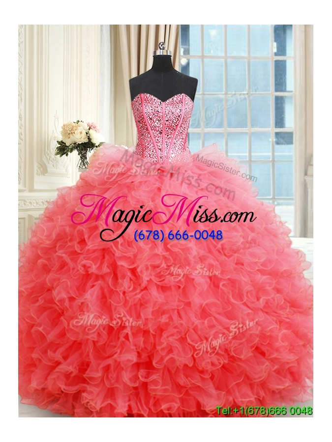 wholesale new arrivals two for one visible boning quinceanera dress with ruffles and beaded bodice