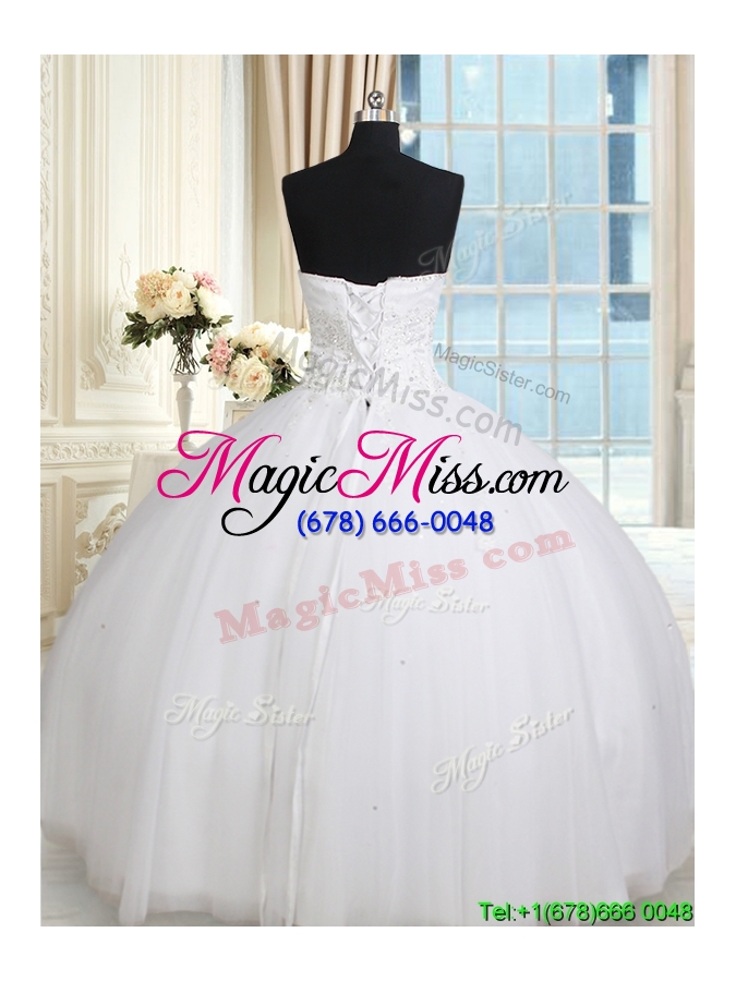 wholesale simple really puffy sweetheart tulle white quinceanera dress with beading