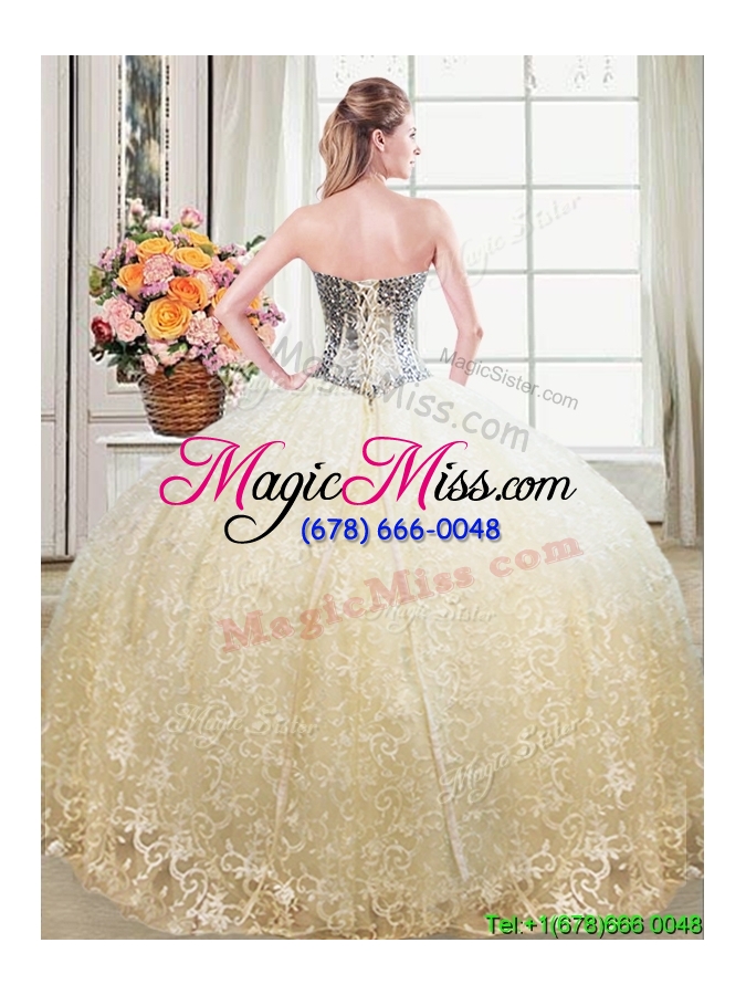 wholesale top seller puffy skirt beaded bodice laced quinceanera dress in champagne