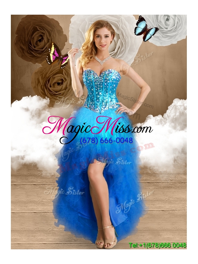 wholesale modern sequined ruffled beaded removable quinceanera dresses in two tone