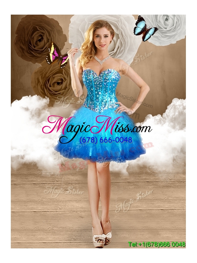 wholesale modern sequined ruffled beaded removable quinceanera dresses in two tone