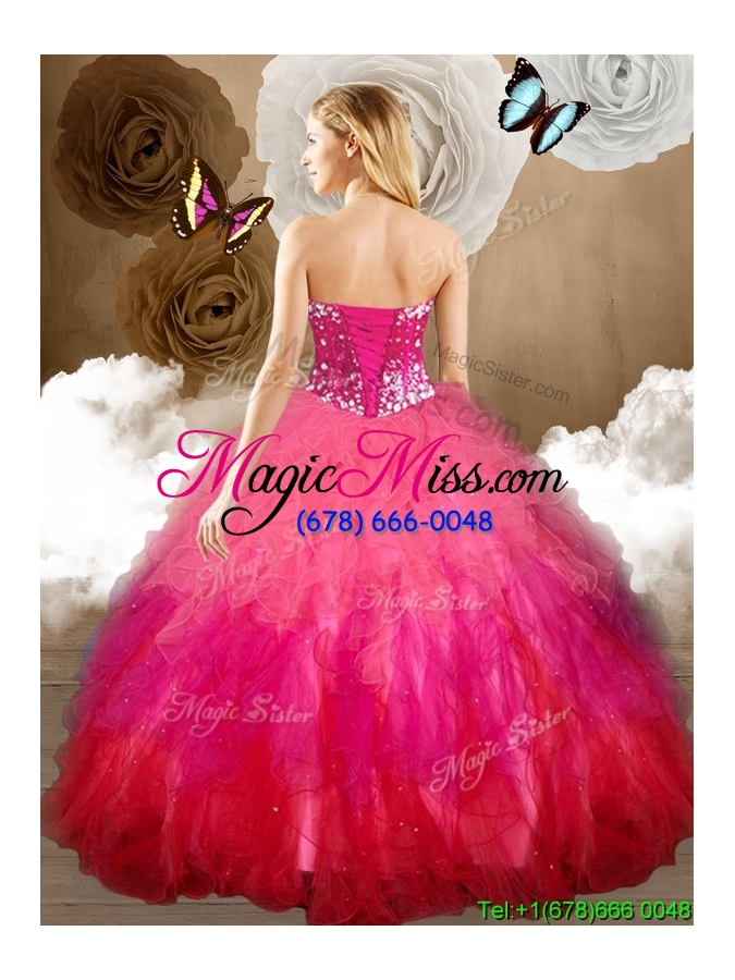 wholesale modern sequined ruffled beaded removable quinceanera dresses in two tone