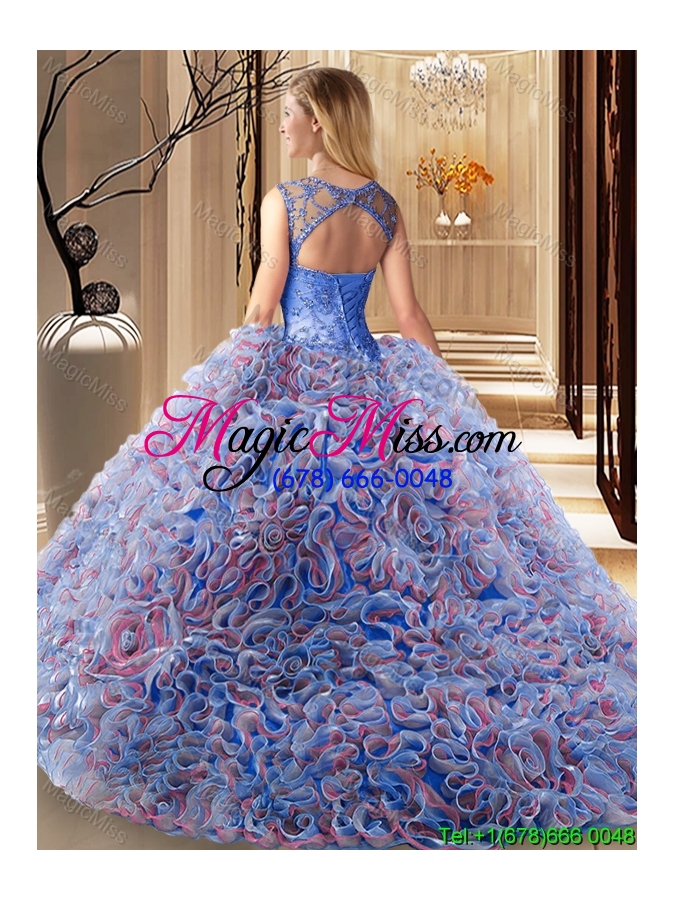 wholesale luxurious beaded rolling flowers lavender quinceanera dress with brush train