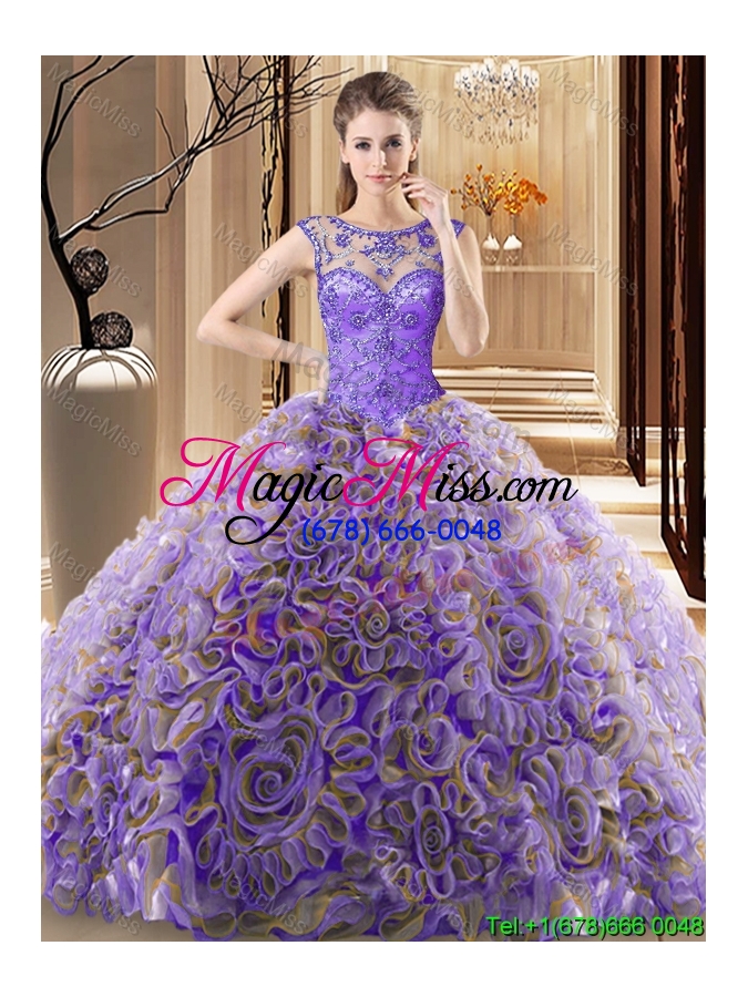 wholesale luxurious beaded rolling flowers lavender quinceanera dress with brush train