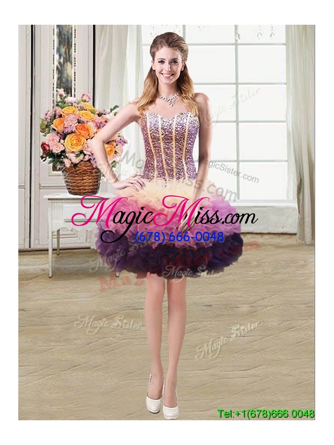 wholesale beautiful puffy sweetheart multi color detachable quinceanera dress with beading and ruffles